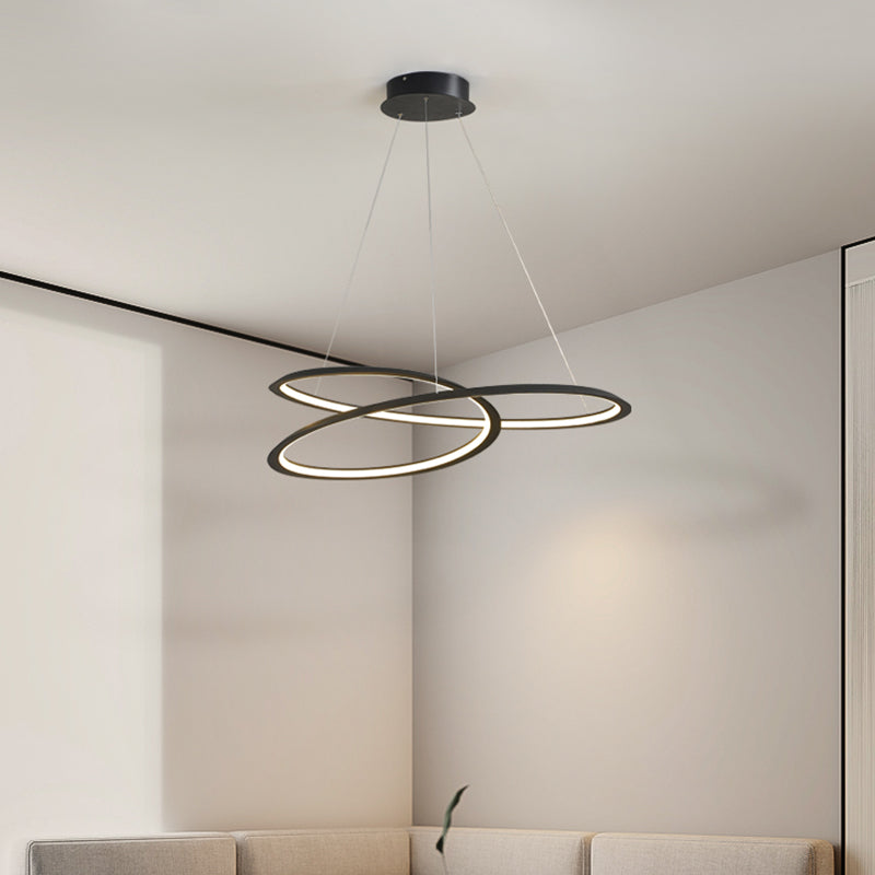 Modern Simplicity LED Chandelier Wrought Iron Linear Pendant Light with Acrylic Shade