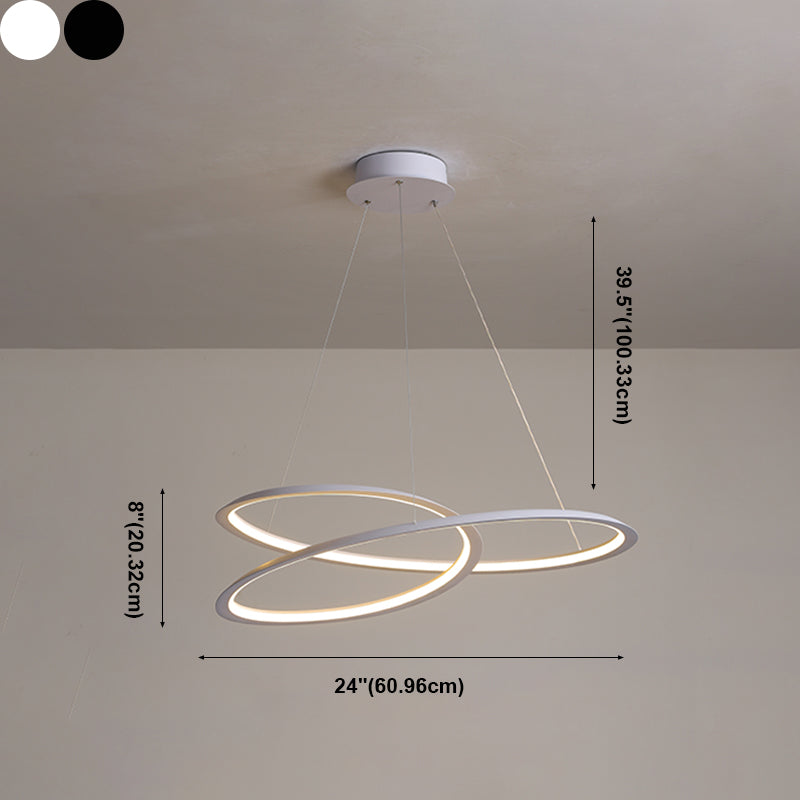 Modern Simplicity LED Chandelier Wrought Iron Linear Pendant Light with Acrylic Shade