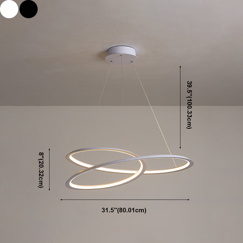 Modern Simplicity LED Chandelier Wrought Iron Linear Pendant Light with Acrylic Shade