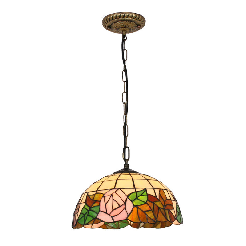 Bowl Handcrafted Art Glass Ceiling Pendant Light Tiffany Drop Pendant with 1 Light