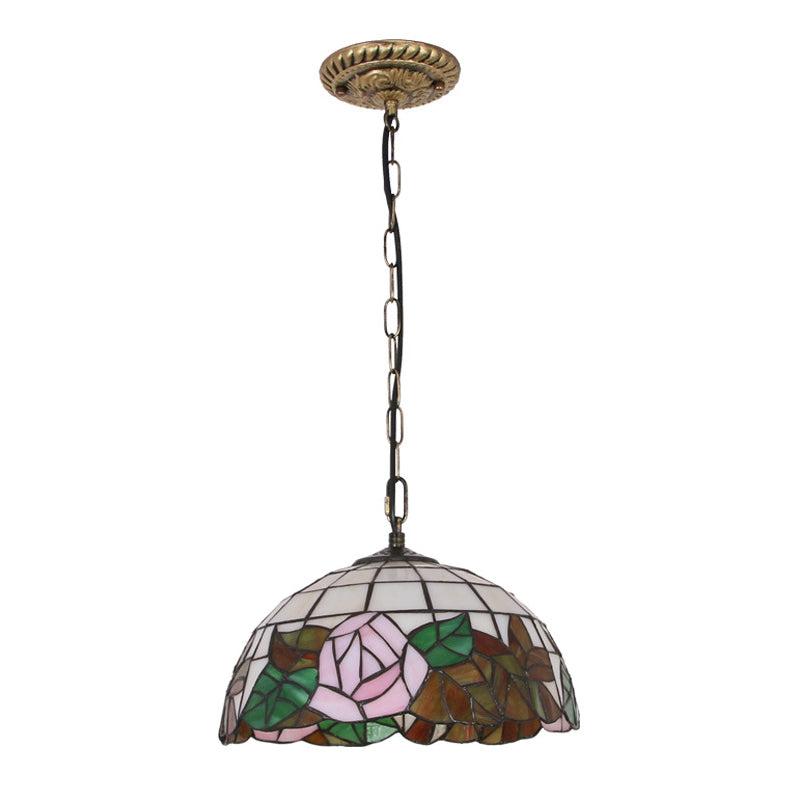 Bowl Handcrafted Art Glass Ceiling Pendant Light Tiffany Drop Pendant with 1 Light
