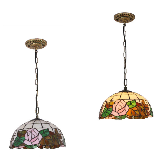Bowl Handcrafted Art Glass Ceiling Pendant Light Tiffany Drop Pendant with 1 Light