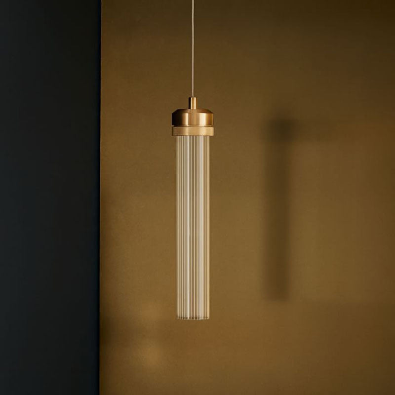 Contemporary Glass Hanging Light 1-Light Cylinder Suspension Pendant for Bedroom