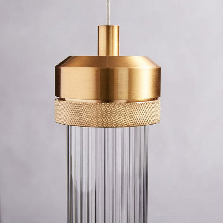 Contemporary Glass Hanging Light 1-Light Cylinder Suspension Pendant for Bedroom