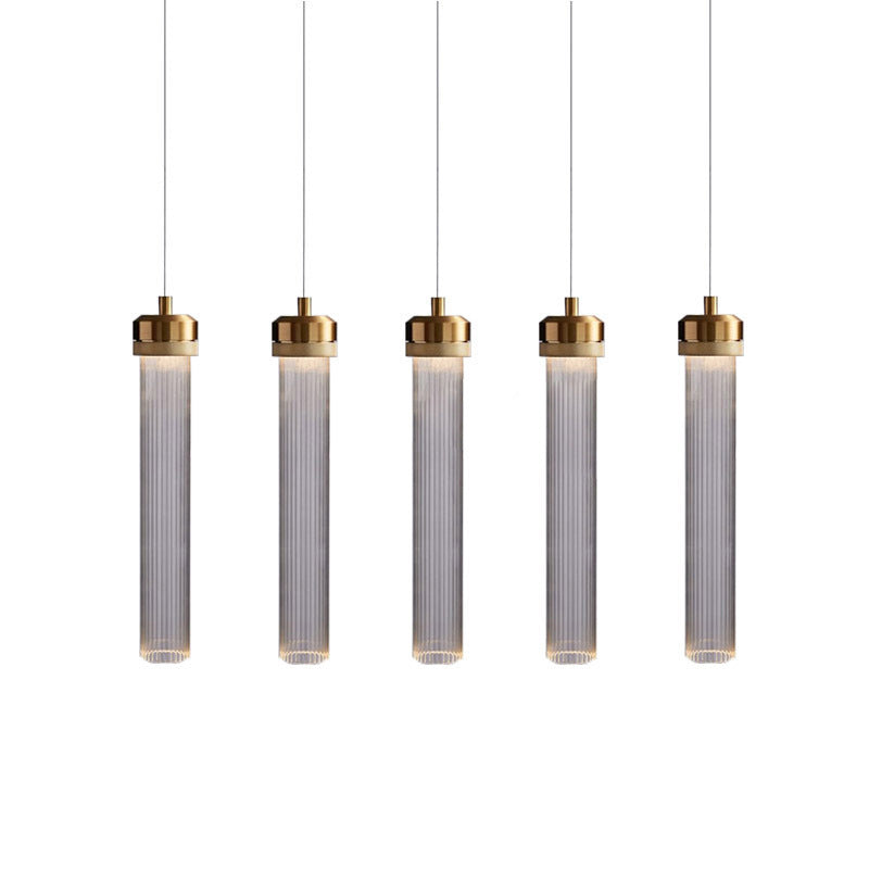Contemporary Glass Hanging Light 1-Light Cylinder Suspension Pendant for Bedroom