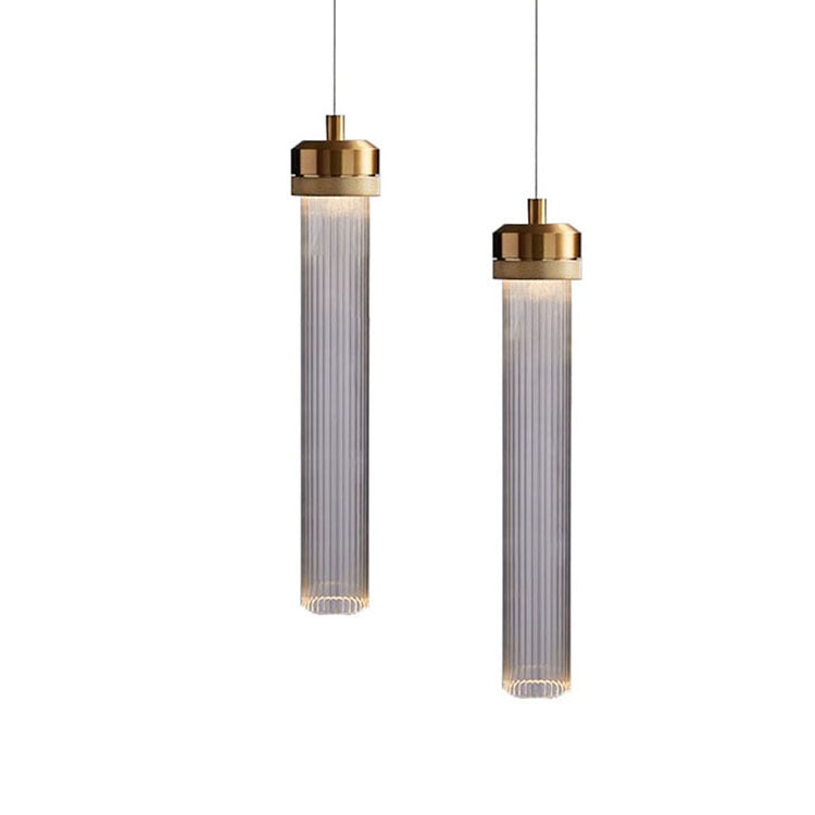 Contemporary Glass Hanging Light 1-Light Cylinder Suspension Pendant for Bedroom