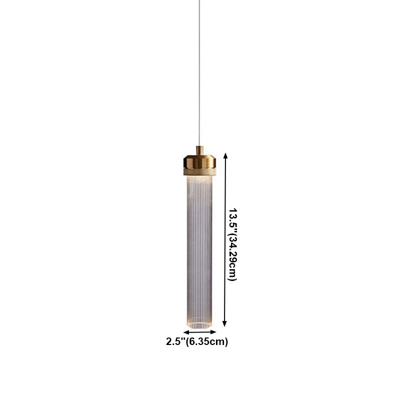 Contemporary Glass Hanging Light 1-Light Cylinder Suspension Pendant for Bedroom