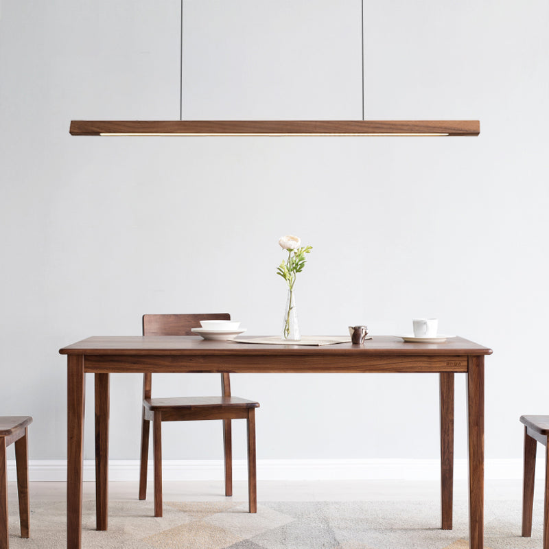 Zeitgenössische Insel Leichtes lineares Holz 1 helle Inselpendelleuchte für Küche