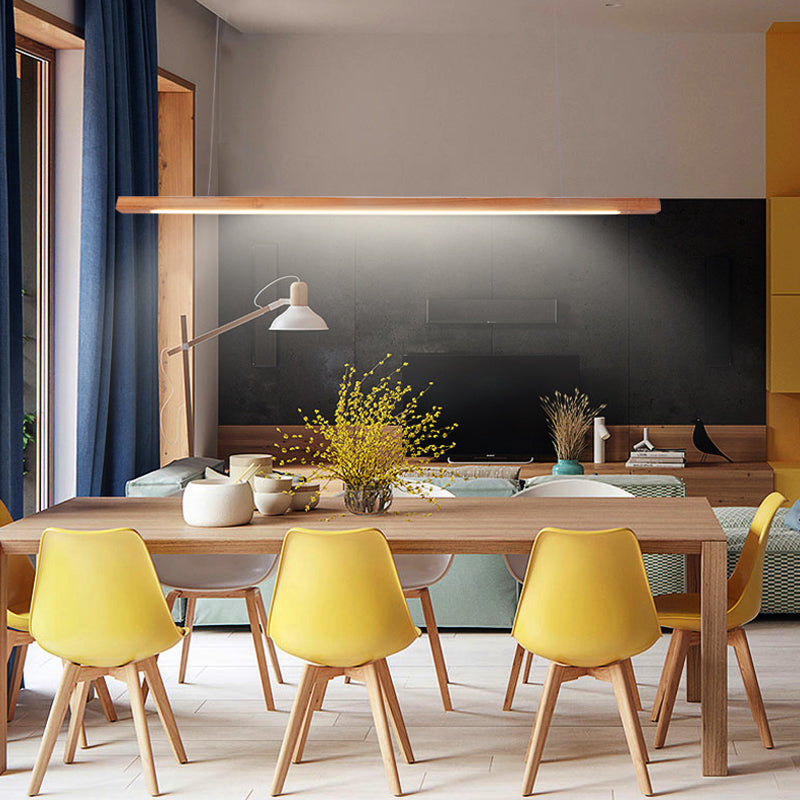 Zeitgenössische Insel Leichtes lineares Holz 1 helle Inselpendelleuchte für Küche