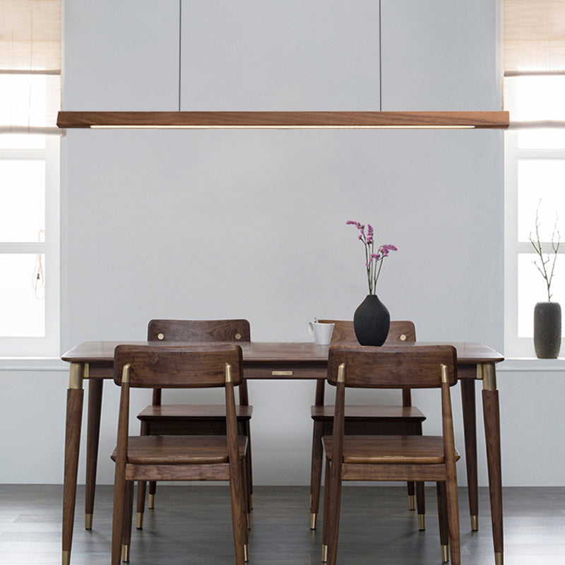 Zeitgenössische Insel Leichtes lineares Holz 1 helle Inselpendelleuchte für Küche