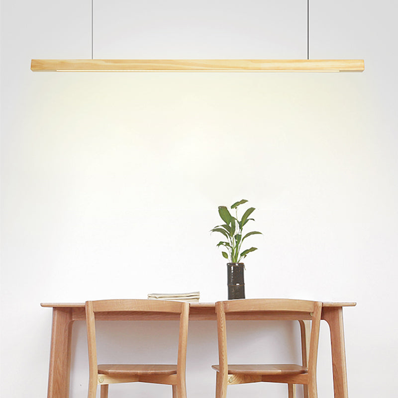 Zeitgenössische Insel Leichtes lineares Holz 1 helle Inselpendelleuchte für Küche