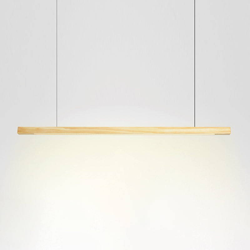 Zeitgenössische Insel Leichtes lineares Holz 1 helle Inselpendelleuchte für Küche