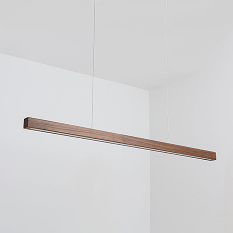 Zeitgenössische Insel Leichtes lineares Holz 1 helle Inselpendelleuchte für Küche