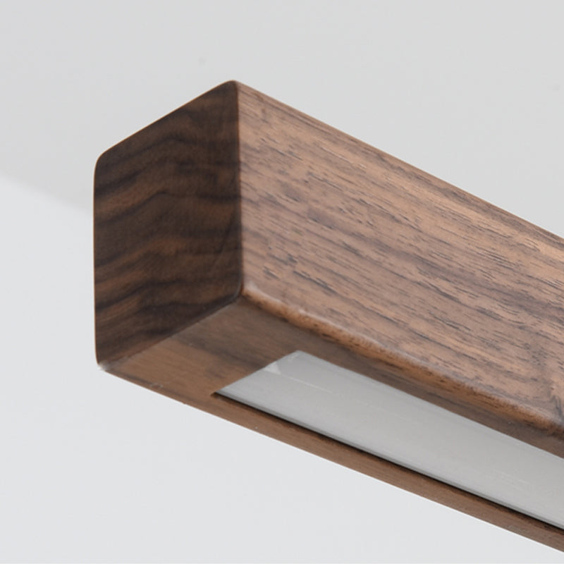 Zeitgenössische Insel Leichtes lineares Holz 1 helle Inselpendelleuchte für Küche