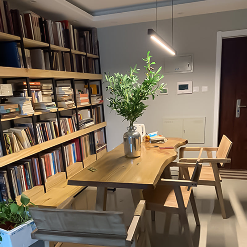Contemporary Island Light Linear Wood 1 Light Island Pendant Lights for Kitchen