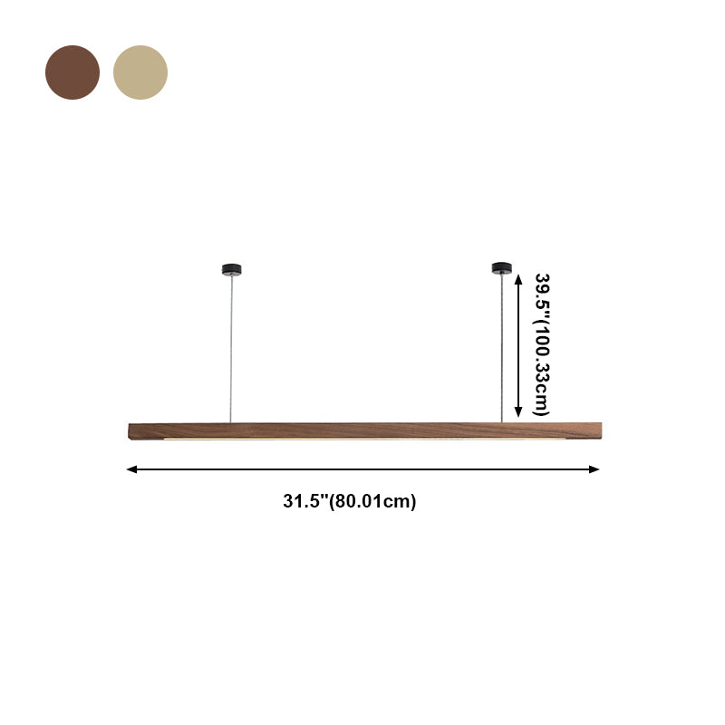 Contemporary Island Light Linear Wood 1 Light Island Pendant Lights for Kitchen