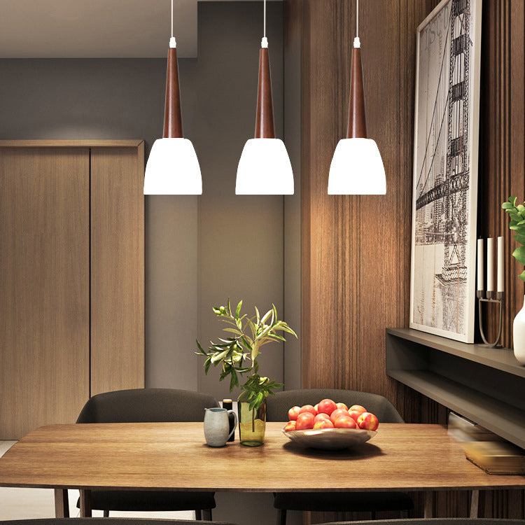 Verre Unique Forme suspendue Lumières Modern Style en bois suspendu le montage