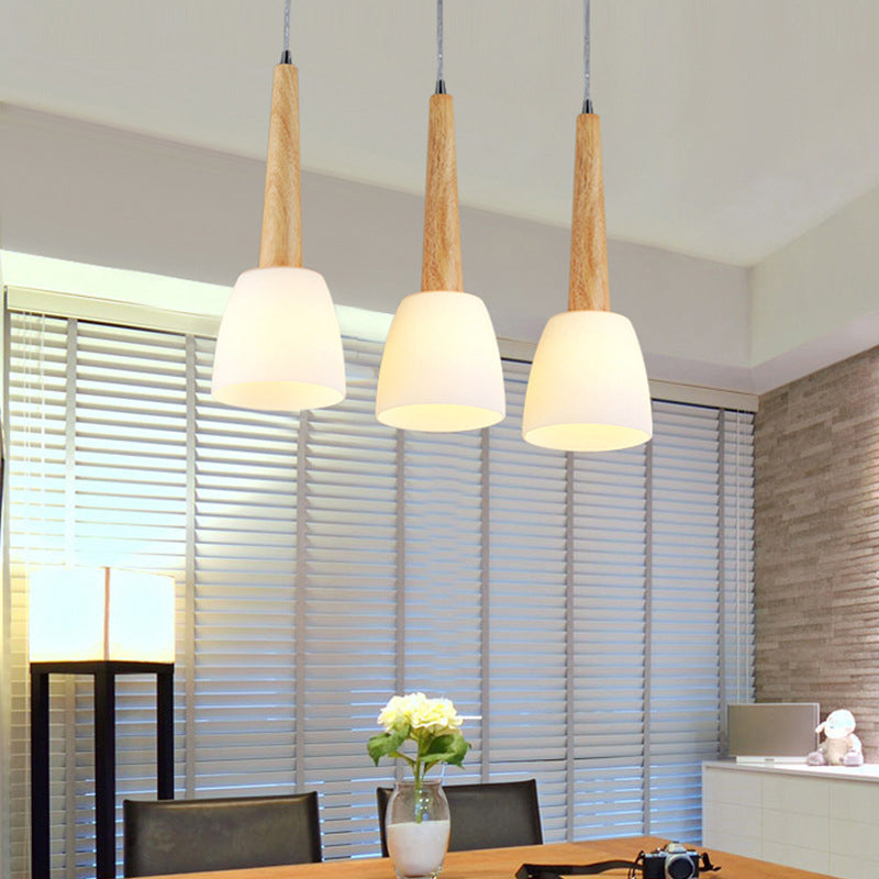 Verre Unique Forme suspendue Lumières Modern Style en bois suspendu le montage