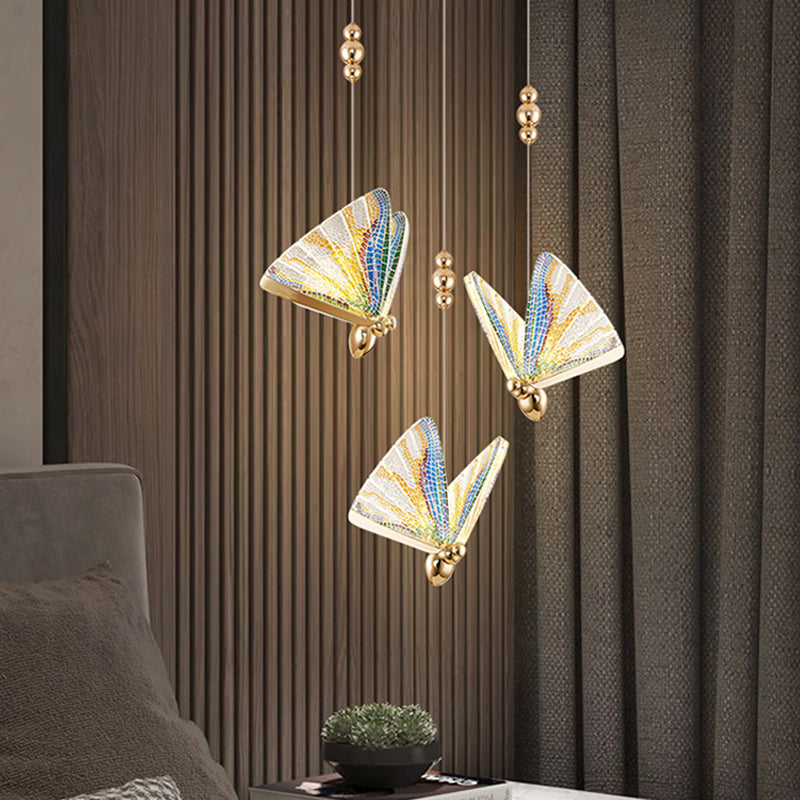 Métal Butterfly Shade Hanging Lights Modern Style 1 Light Hanging Mount Fixture For Dining Room