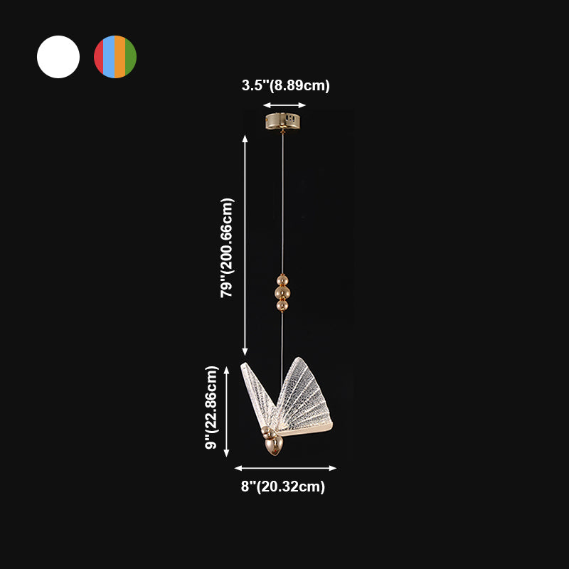 Métal Butterfly Shade Hanging Lights Modern Style 1 Light Hanging Mount Fixture For Dining Room