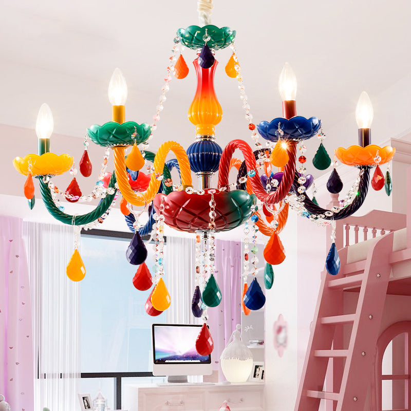 European Style Crystal Chandelier Candle Pendant Lighting Fixtures for Child Room