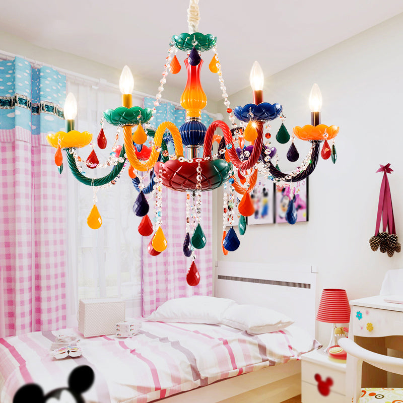 European Style Crystal Chandelier Candle Pendant Lighting Fixtures for Child Room