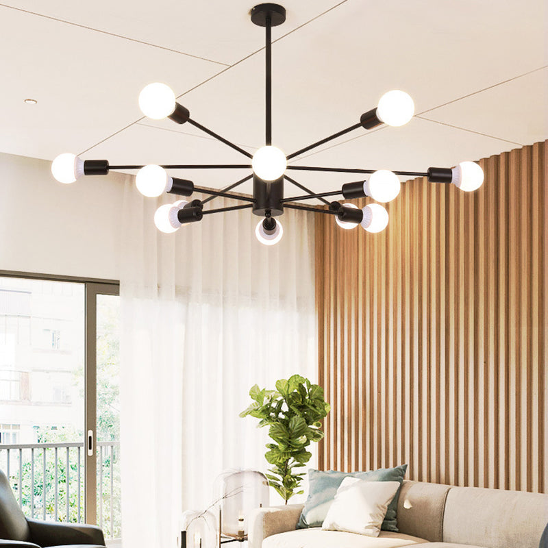 Modern Metal Bare Bulb Chandelier Light Fixtures Cafe Restaurant Hanging Chandelier