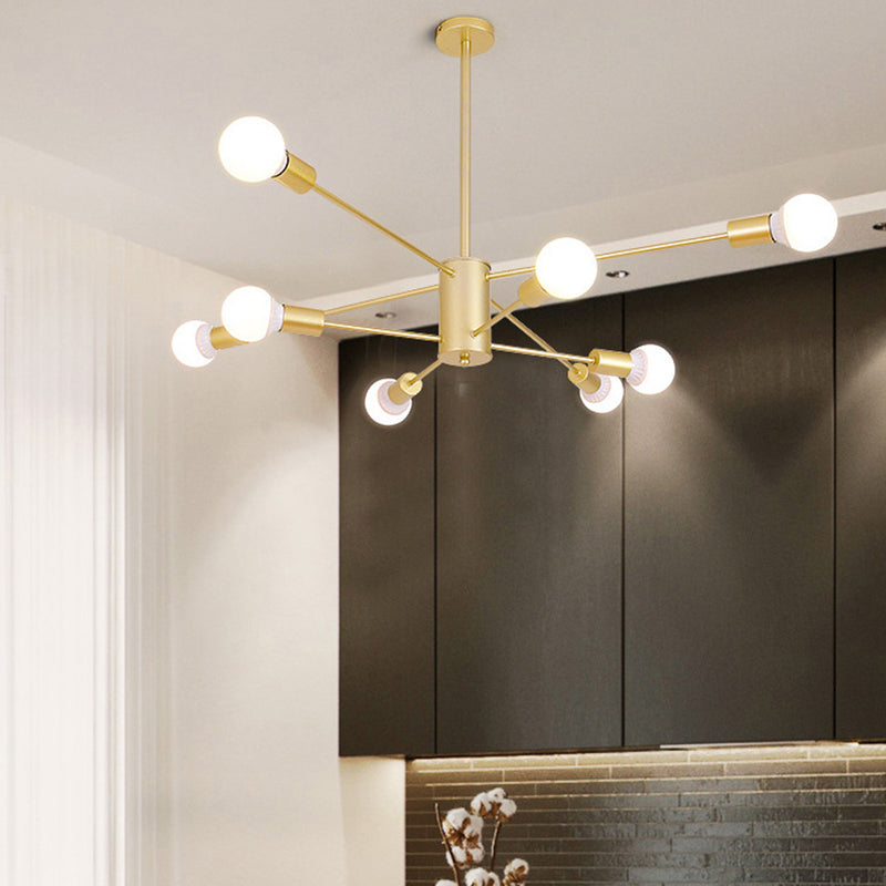 Modern Metal Bare Bulb Chandelier Light Fixtures Cafe Restaurant Hanging Chandelier