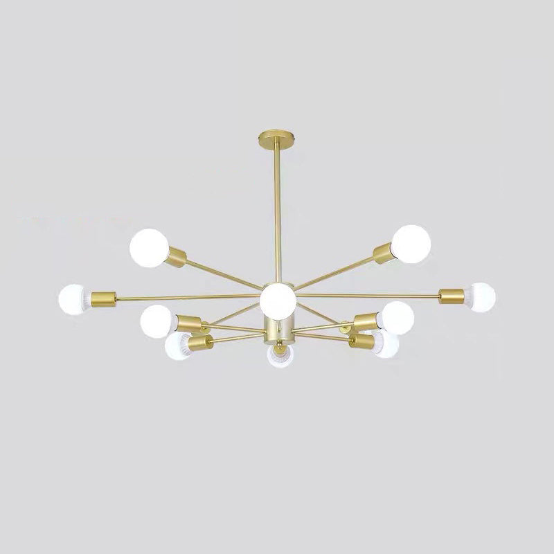 Modern Metal Bare Bulb Chandelier Light Fixtures Cafe Restaurant Hanging Chandelier