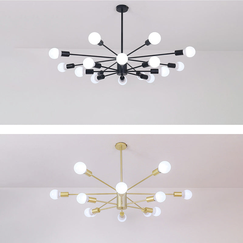 Modern Metal Bare Bulb Chandelier Light Fixtures Cafe Restaurant Hanging Chandelier