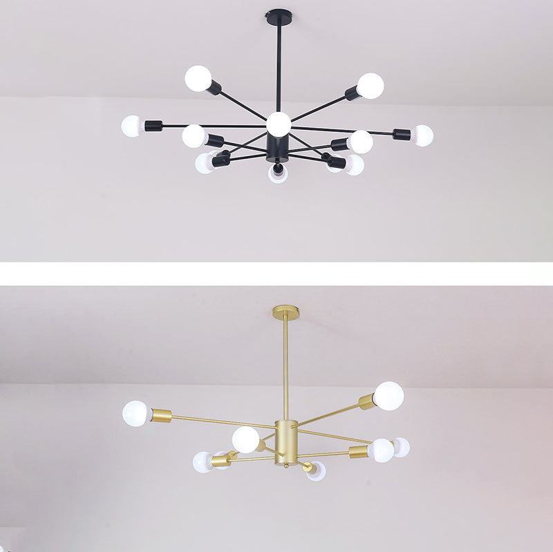 Modern Metal Bare Bulb Chandelier Light Fixtures Cafe Restaurant Hanging Chandelier