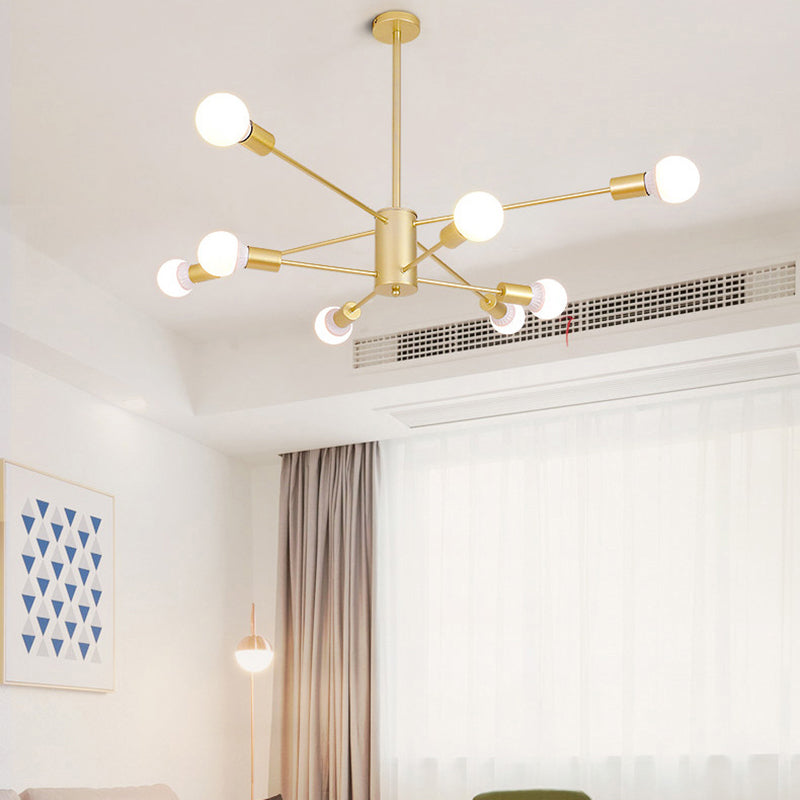 Modern Metal Bare Bulb Chandelier Light Fixtures Cafe Restaurant Hanging Chandelier