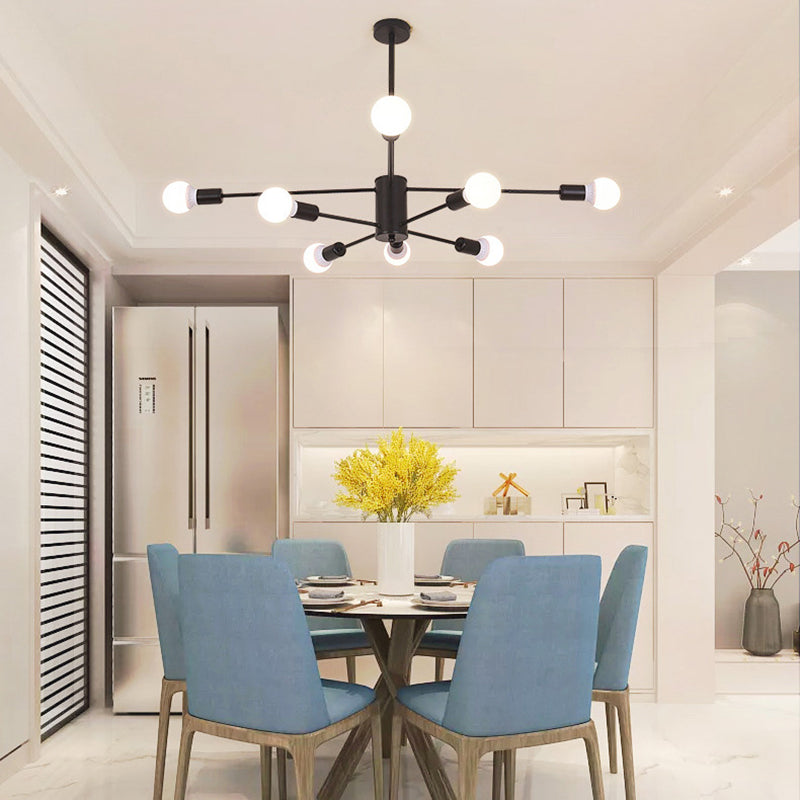 Modern Metal Bare Bulb Chandelier Light Fixtures Cafe Restaurant Hanging Chandelier