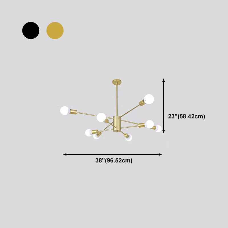 Modern Metal Bare Bulb Chandelier Light Fixtures Cafe Restaurant Hanging Chandelier