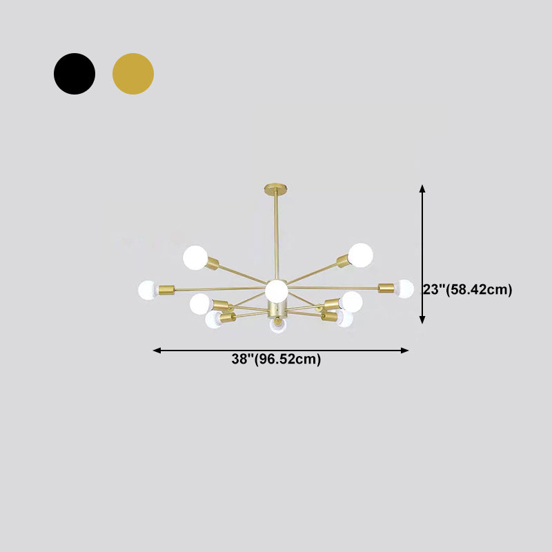 Modern Metal Bare Bulb Chandelier Light Fixtures Cafe Restaurant Hanging Chandelier