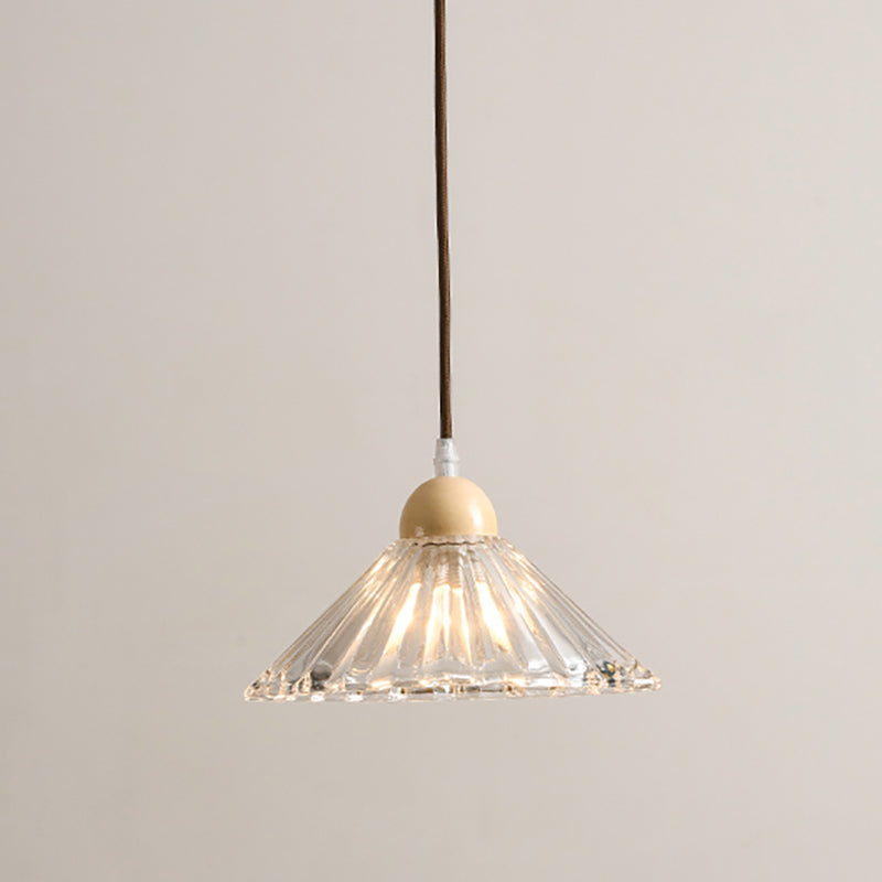 Transparent en verre pendent lampe nordique de style bois suspendu pour salle à manger