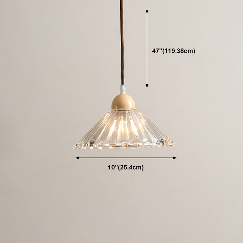 Transparent en verre pendent lampe nordique de style bois suspendu pour salle à manger