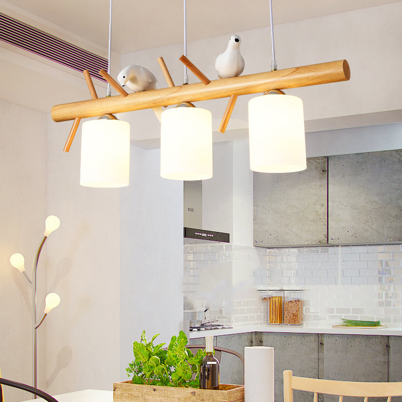 Multi Head Island Chandelier Lights Modern Style White Glass Hanging Light Fixture