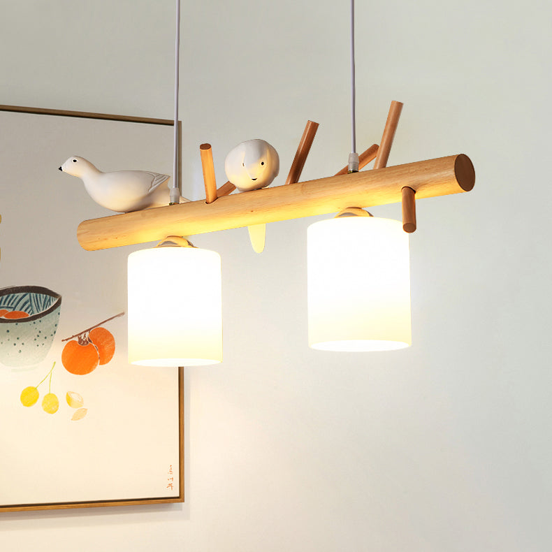 Multi Head Island Chandelier Lights Modern Style White Glass Hanging Light Fixture