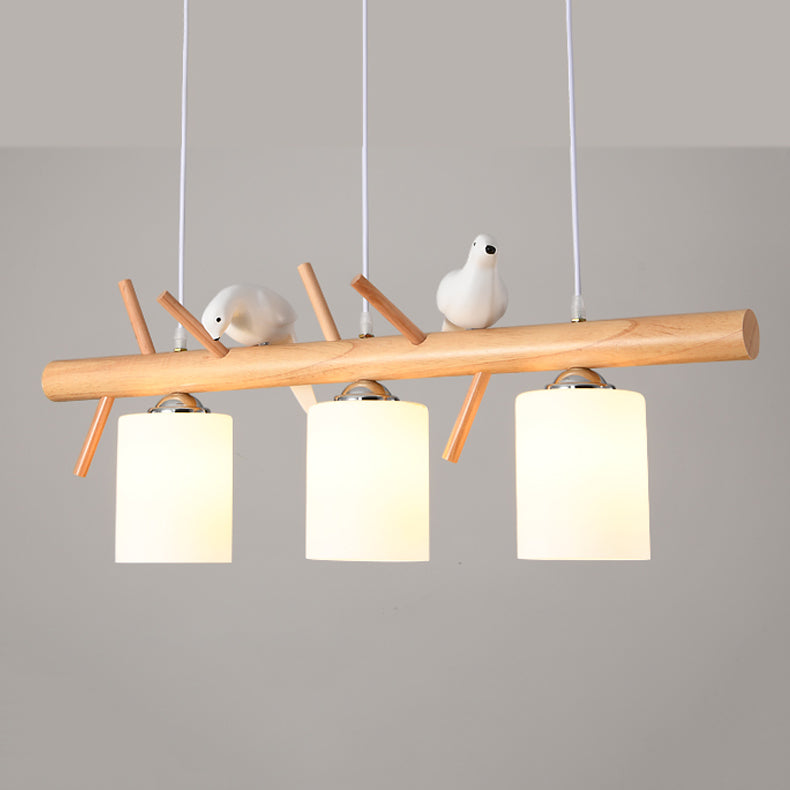 Multi Head Island Chandelier Lights Modern Style White Glass Hanging Light Fixture