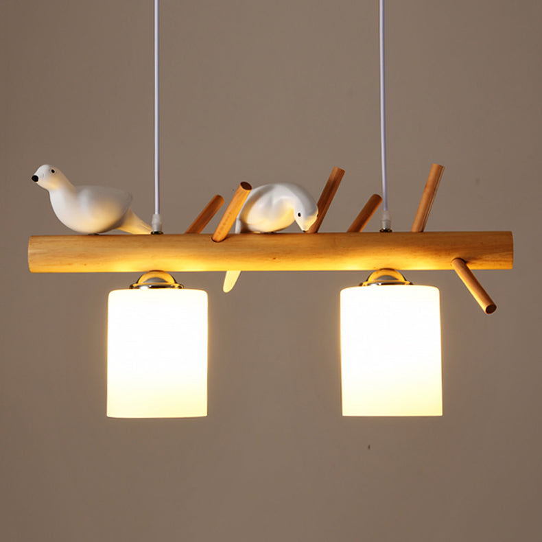 Multi Head Island Chandelier Lights Modern Style White Glass Hanging Light Fixture