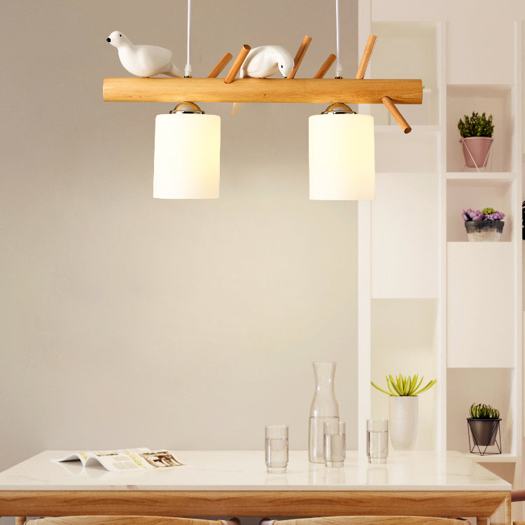 Multi Head Island Chandelier Lights Modern Style White Glass Hanging Light Fixture
