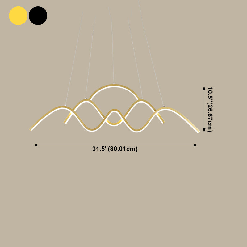 3 Light LED Linear Ceiling Chandelier Postmodern Dining Room Pendant Light