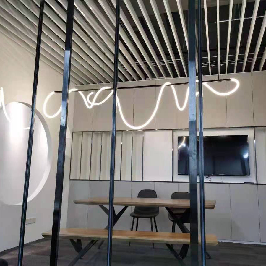 Linear Shape Island Light Modern 1 Light LED Hanging Light in Gold for Living Room