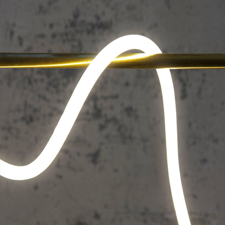 Linear Shape Island Light Modern 1 Light LED Hanging Light in Gold for Living Room