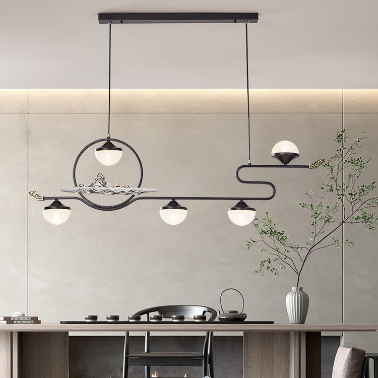 Modern Island Pendant Lamps 5-Light Restaurant Hanging Light Fixtures with Acrylic Shade