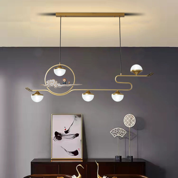 Modern Island Pendant Lamps 5-Light Restaurant Hanging Light Fixtures with Acrylic Shade