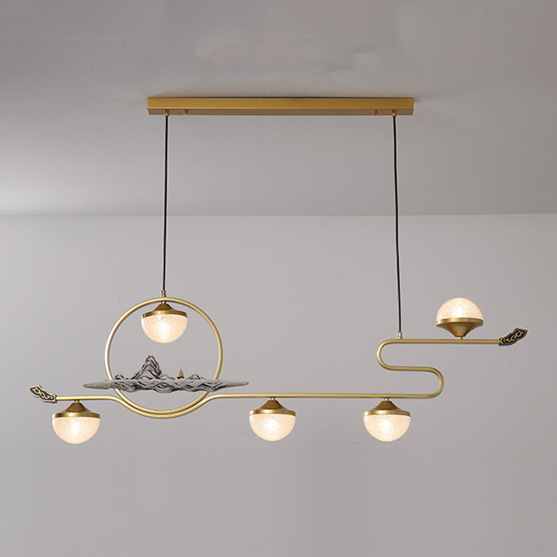 Modern Island Pendant Lamps 5-Light Restaurant Hanging Light Fixtures with Acrylic Shade