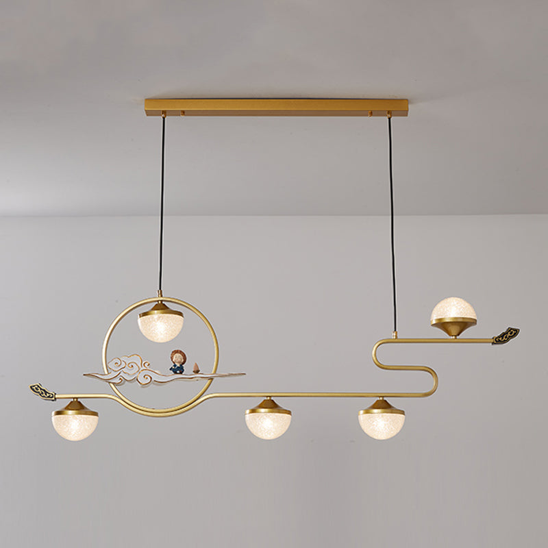 Modern Island Pendant Lamps 5-Light Restaurant Hanging Light Fixtures with Acrylic Shade