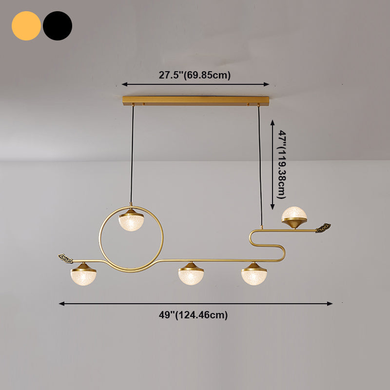 Modern Island Pendant Lamps 5-Light Restaurant Hanging Light Fixtures with Acrylic Shade